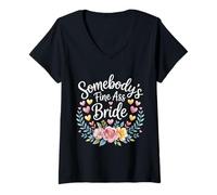 Femme Somebody's Fine Ass Bride Bachelorette Bridal Wedding |- T-Shirt avec Col en V