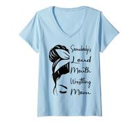 Femme Somebody's Loud Mouth Wrestling Mom Funny Wrestling Mother T-Shirt avec Col en V