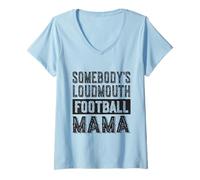 Femme Somebody's Loudmouth Football Mama Mom Funny Mother's Day T-Shirt avec Col en V