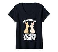 Femme Somebunny Adore être Un Lapin de Pâques ingénieur à Part entière T-Shirt avec Col en V