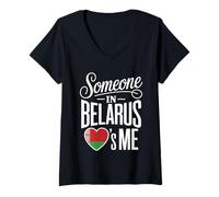 Femme Someone in Belarus Loves Me Heart Flag Love T-Shirt avec Col en V
