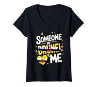 Femme Someone in Brunei Loves Me Long Distance Love T-Shirt avec Col en V