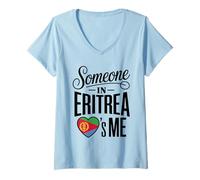 Femme Someone in Eritrea Loves Me Heart Flag Pride T-Shirt avec Col en V