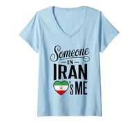 Femme Someone in Iran Loves Me Iranian Flag Heart T-Shirt avec Col en V