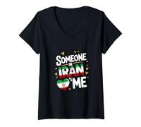 Femme Someone in Iran Loves Me Long Distance Love T-Shirt avec Col en V