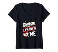 Femme Someone in Lebanon Loves Me Lebanese Love T-Shirt avec Col en V