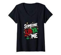 Femme Someone in Libya Loves Me Libya Flag Love T-Shirt avec Col en V