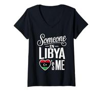 Femme Someone in Libya Loves Me Long Distance Love T-Shirt avec Col en V