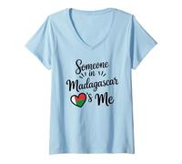 Femme Someone in Madagascar Loves Me Long Distance Love T-Shirt avec Col en V