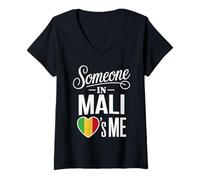 Femme Someone in Mali Loves Me Heart Mali Flag Love T-Shirt avec Col en V