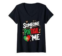 Femme Someone in Portugal Loves Me Long Distance Love T-Shirt avec Col en V