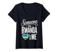 Femme Someone in Rwanda Loves Me Long Distance Love T-Shirt avec Col en V