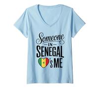 Femme Someone in Senegal Loves Me Country Pride T-Shirt avec Col en V