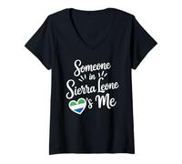 Femme Someone in Sierra Leone Loves Me Long Distance Love T-Shirt avec Col en V