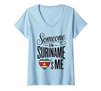 Femme Someone in Suriname Loves Me Heart Flag Pride T-Shirt avec Col en V