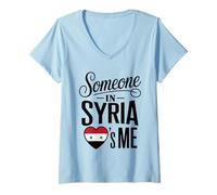 Femme Someone in Syria Loves Me Syrian Flag Heart T-Shirt avec Col en V