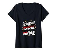 Femme Someone in Syria Loves Me Syrian Flag Heart T-Shirt avec Col en V
