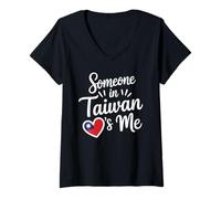Femme Someone in Taiwan Loves Me Heart Flag Symbol T-Shirt avec Col en V