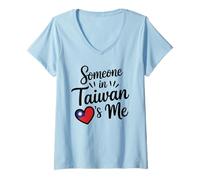 Femme Someone in Taiwan Loves Me Long Distance Love T-Shirt avec Col en V