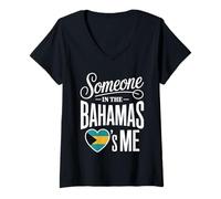 Femme Someone in The Bahamas Loves Me Bahamas Flag T-Shirt avec Col en V