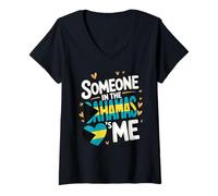 Femme Someone in The Bahamas Loves Me Hearts Forever T-Shirt avec Col en V