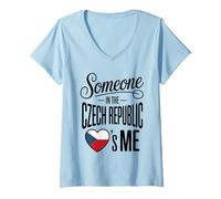 Femme Someone in The Czech Republic Loves Me Heart T-Shirt avec Col en V