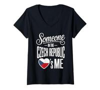 Femme Someone in The Czech Republic Loves Me Heart T-Shirt avec Col en V