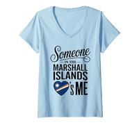Femme Someone in The Marshall Islands Loves Me Heart T-Shirt avec Col en V