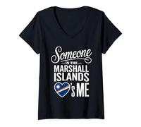 Femme Someone in The Marshall Islands Loves Me Heart T-Shirt avec Col en V