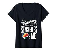 Femme Someone in The Seychelles Loves Me Long Distance T-Shirt avec Col en V