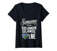 Femme Someone in The Solomon Islands Loves Me Heart T-Shirt avec Col en V