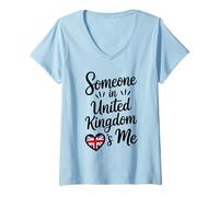 Femme Someone in United Kingdom Loves Me British T-Shirt avec Col en V