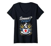 Femme Sommeil C'est Quoi Infirmière Café Humour T-Shirt avec Col en V