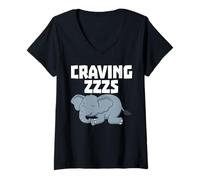 Femme Sommeil drôle Envie de Dormir Sieste Pyjama Mignon pour T-Shirt avec Col en V