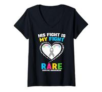 Femme Son Combat, C'est Mon Combat : Journée de Sensibilisation aux Maladies rares 2026 T-Shirt avec Col en V
