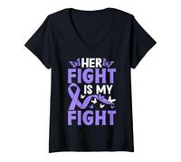 Femme Son Combat est Mon Combat T-Shirt avec Col en V