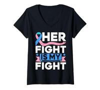 Femme Son Combat est Mon Combat T-Shirt avec Col en V