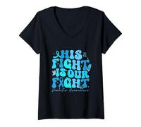 Femme Son Combat est Notre Lutte pour Soutenir Le diabète T-Shirt avec Col en V
