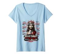 Femme Son Nom est Jésus-Christ - Roi des Rois T-Shirt avec Col en V