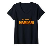 Femme Son nom est Mamdani, Maire Mamdani 2025 T-Shirt avec Col en V