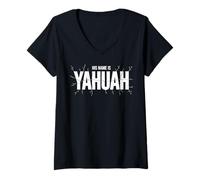 Femme Son nom est Yahuah Hebrew Israelite Faith Design T-Shirt avec Col en V