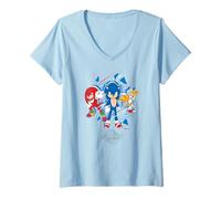 Femme Sonic the Hedgehog 3 - Team Sonic T-Shirt avec Col en V