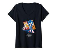 Femme Sonic The Hedgehog : Film 3 T-Shirt avec Col en V