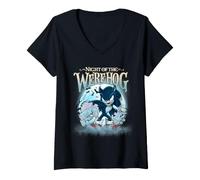 Femme Sonic The Hedgehog - La Nuit du Werehog T-Shirt avec Col en V