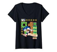 Femme Sonic The Hedgehog - Team Sonic Touchdown T-Shirt avec Col en V