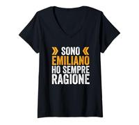 Femme Sono Emiliano I Always Right Phrases Emilia Romagna T-Shirt avec Col en V