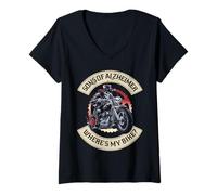 Femme Sons of Alzheimer Où est mon vélo Grumpy Old Biker T-Shirt avec Col en V