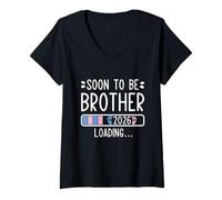 Femme Soon to Be Brother 2026 Loading Pregnancy Announcement T-Shirt avec Col en V