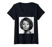 Femme Sophia Loren Actrice Hollywood Brass Target 1964 T-Shirt avec Col en V