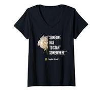 Femme Sophie Scholl Citation White-Rose Opposition Anniversaire 9 mai T-Shirt avec Col en V